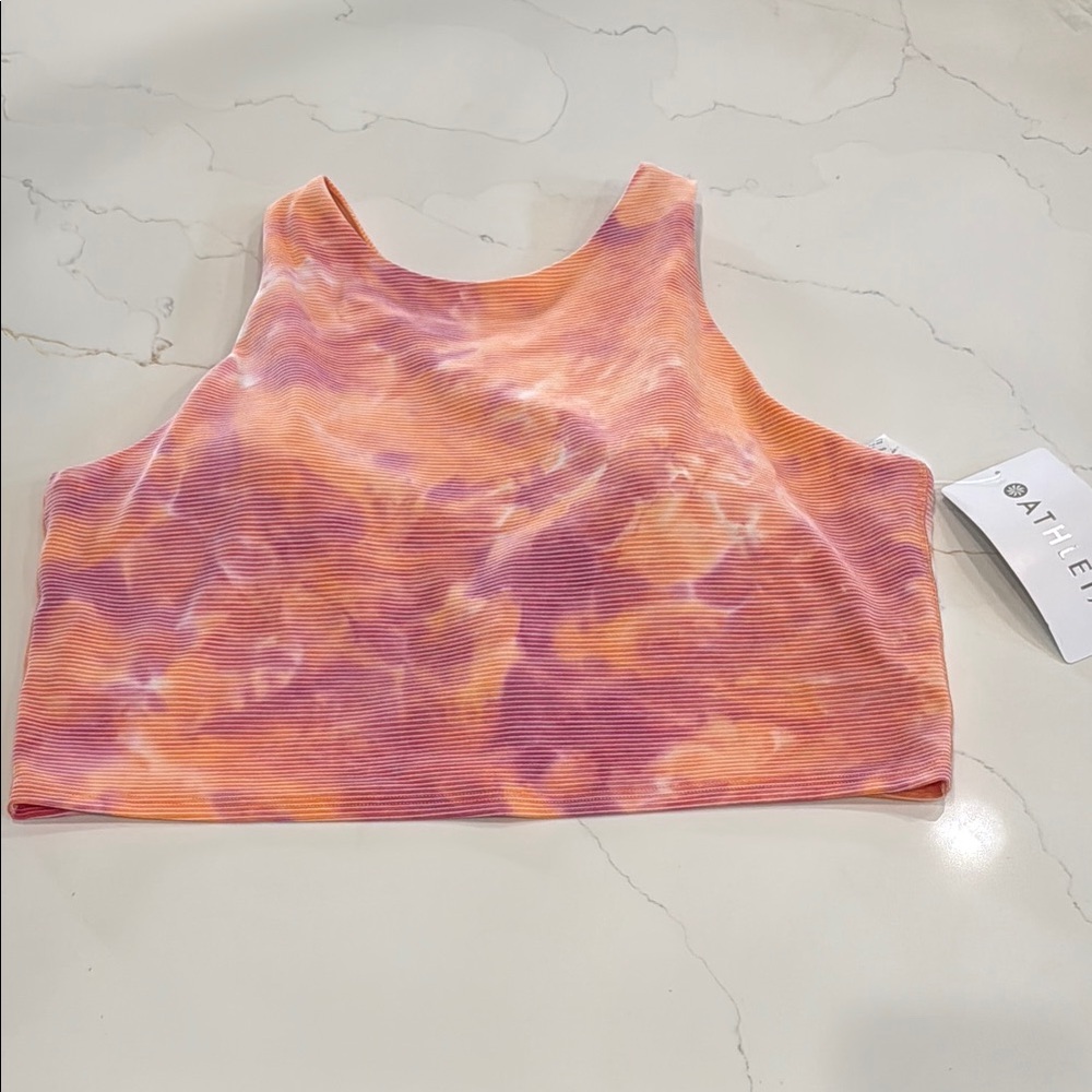 Athleta Orange and Pink Tie-Dye Crop Tank Top - NEW